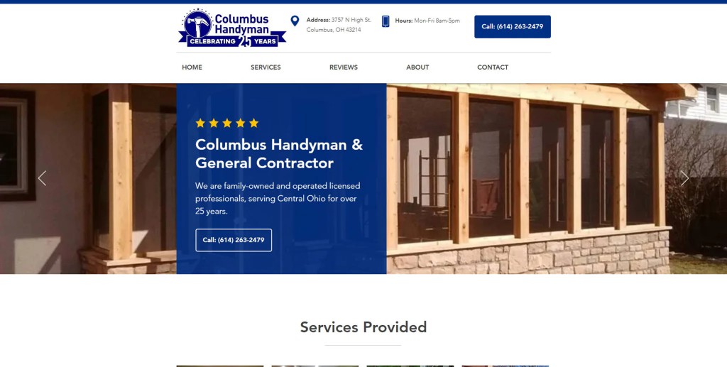 Columbus Handyman website design example