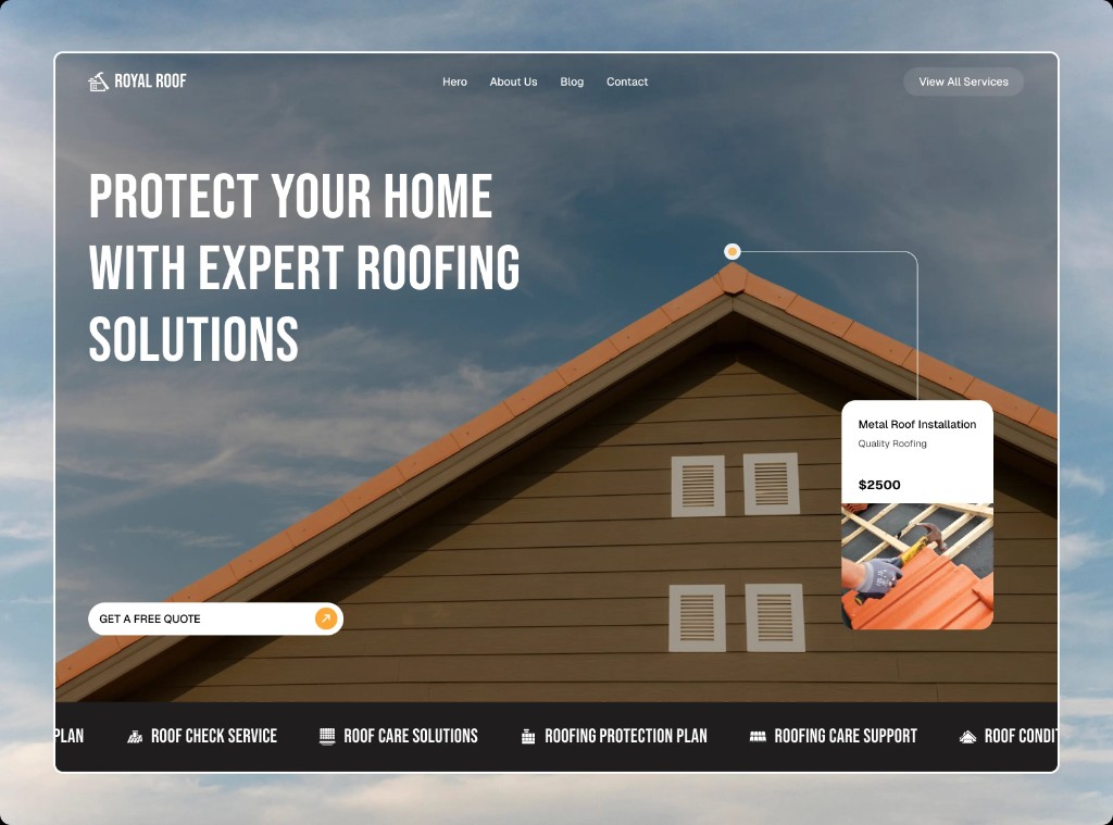 Royal Roof contractor website design example